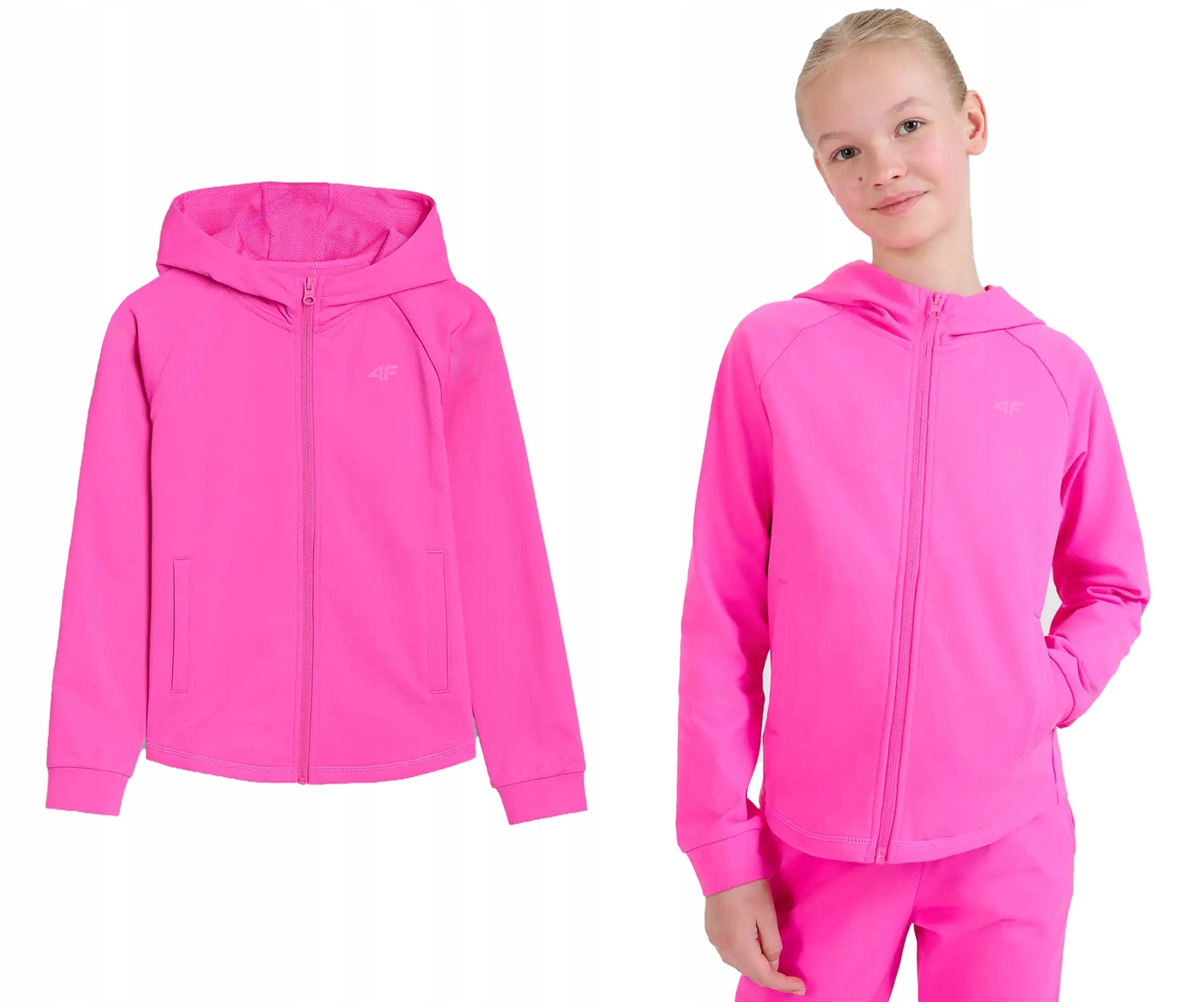 Bluza sportowa rozpinana 4F F448 z kapturem różowa 122-128