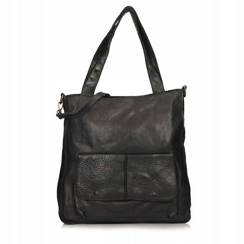 Kožená kabelka Vintage Shopperka kožená Černá A4 Toscanio F257