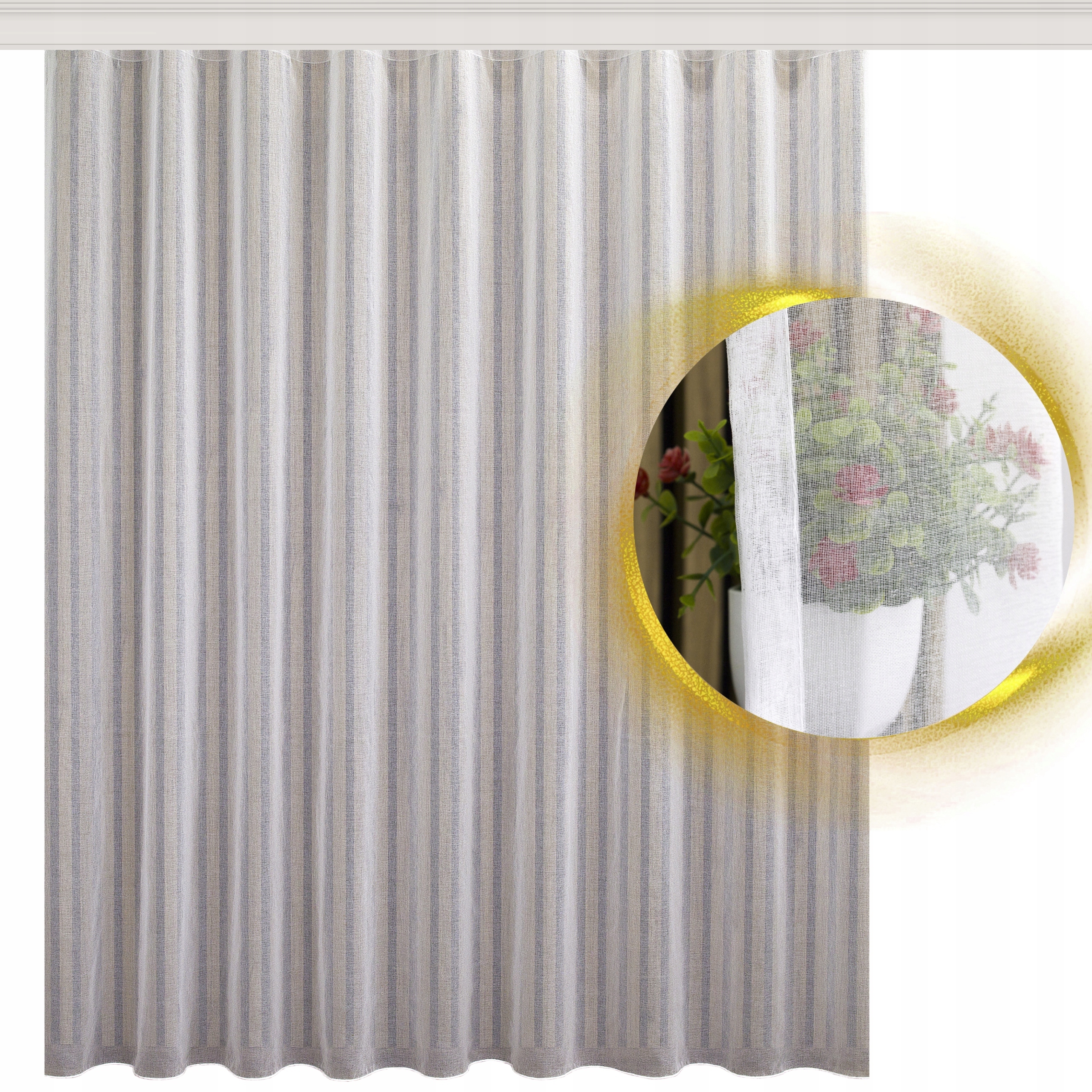 Záclona Etamin hotová bílá s olověnkou na pásku žabky/tunel 550 x 215 cm