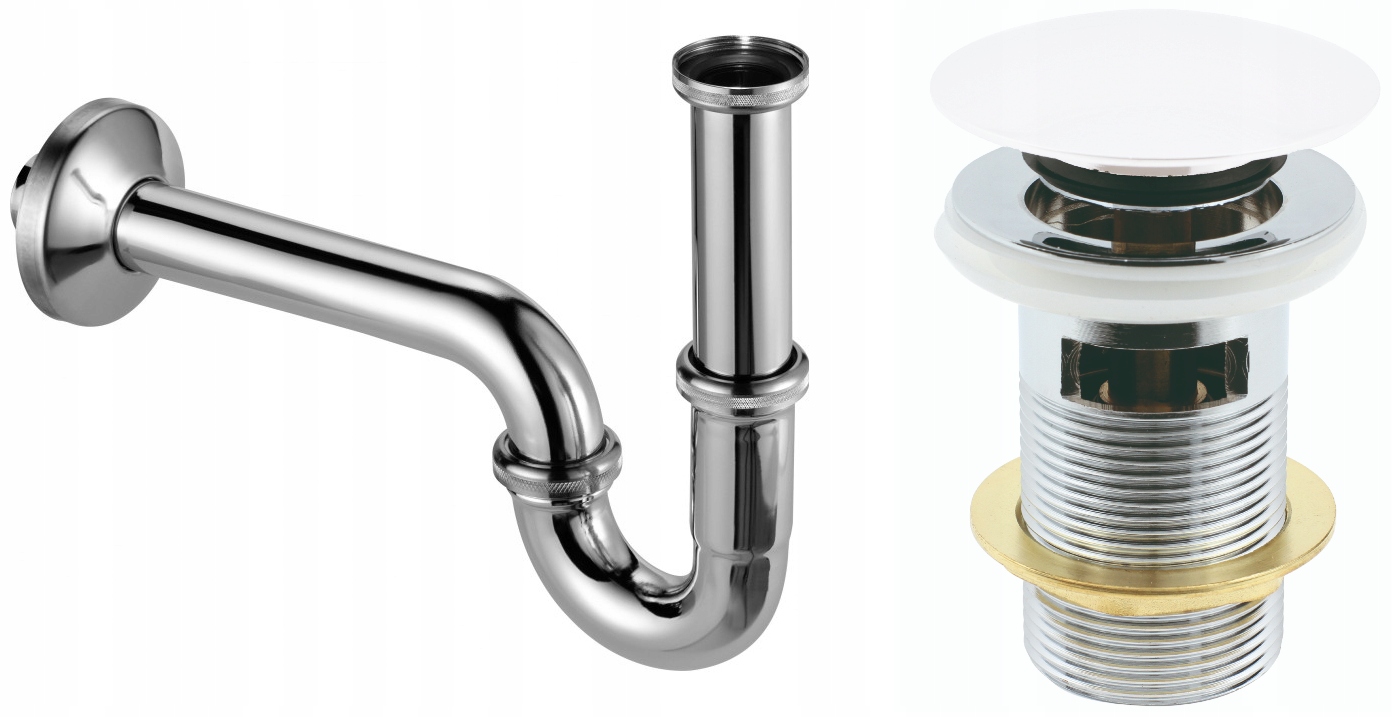 Syfon do umywalki bidetu rurkowy korek klik biały