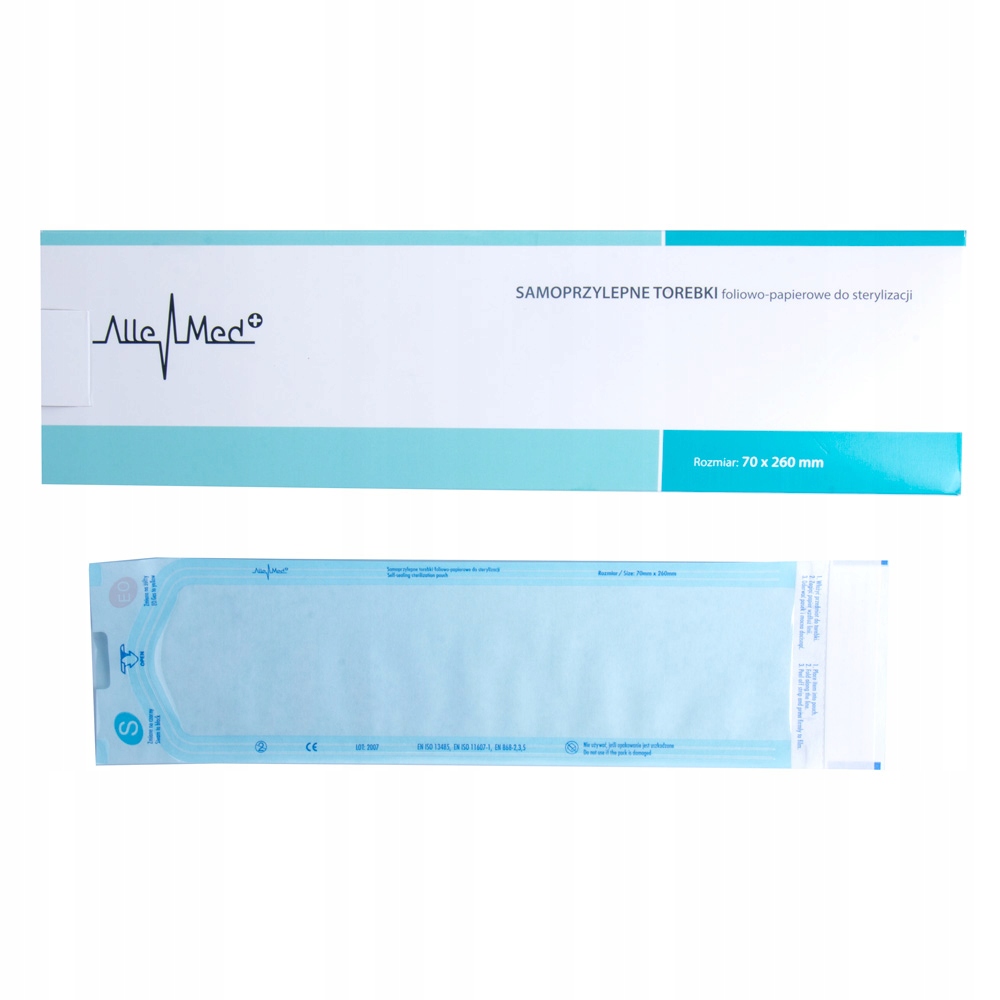 TOREBKI DO STERYLIZACJI NARZĘDZI SAMOPRZYLEPNE 70 X 260 MM ALLEMED 200SZT