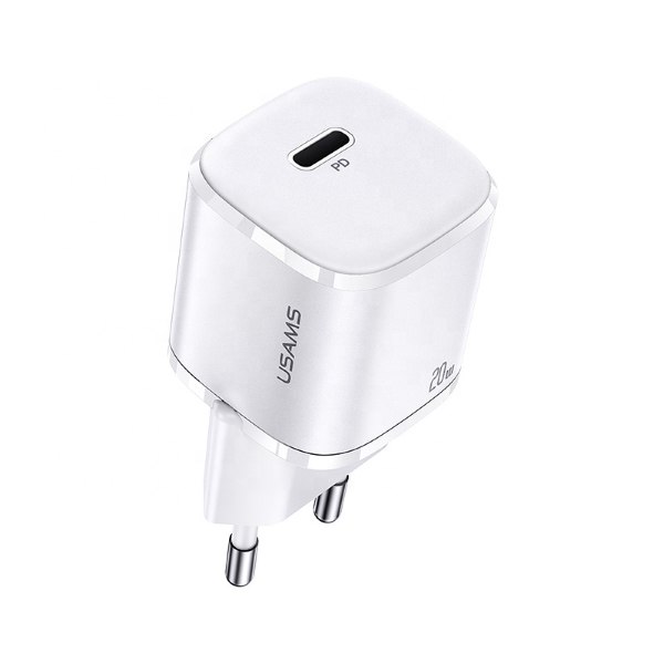 Usams Ład. siec. 1xUSB-C T36 mini 20W(only head) PD3.0 Fast Charging biały/