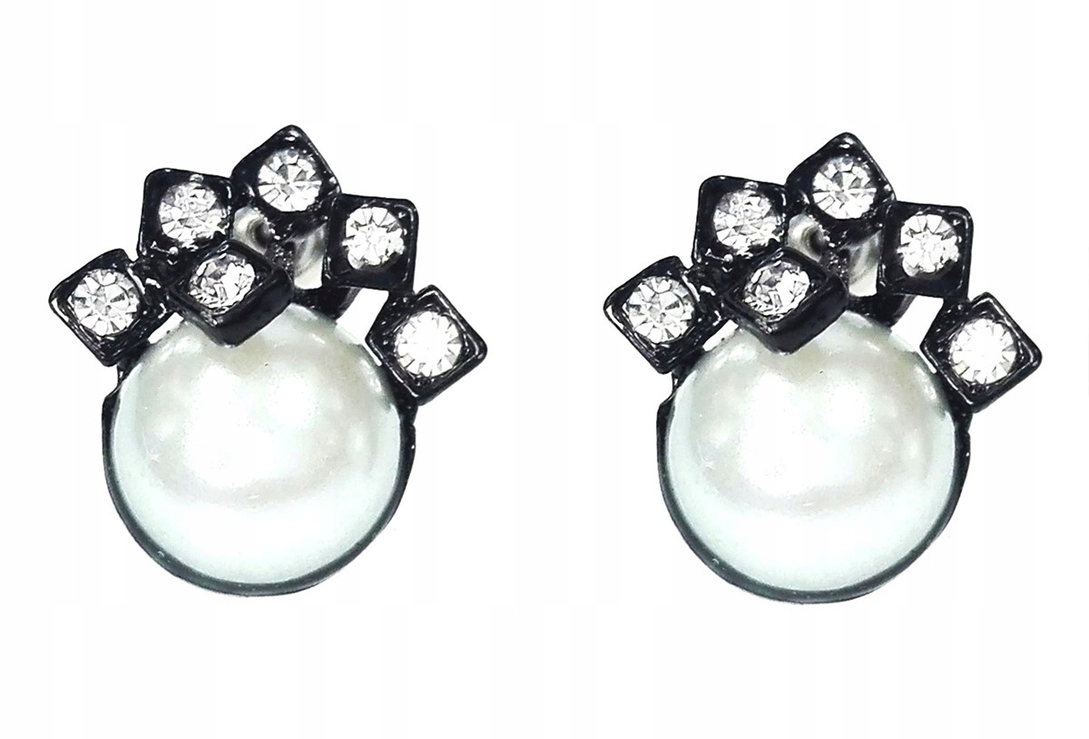 

Kolczyki czarne z perełkami i z kryształkami