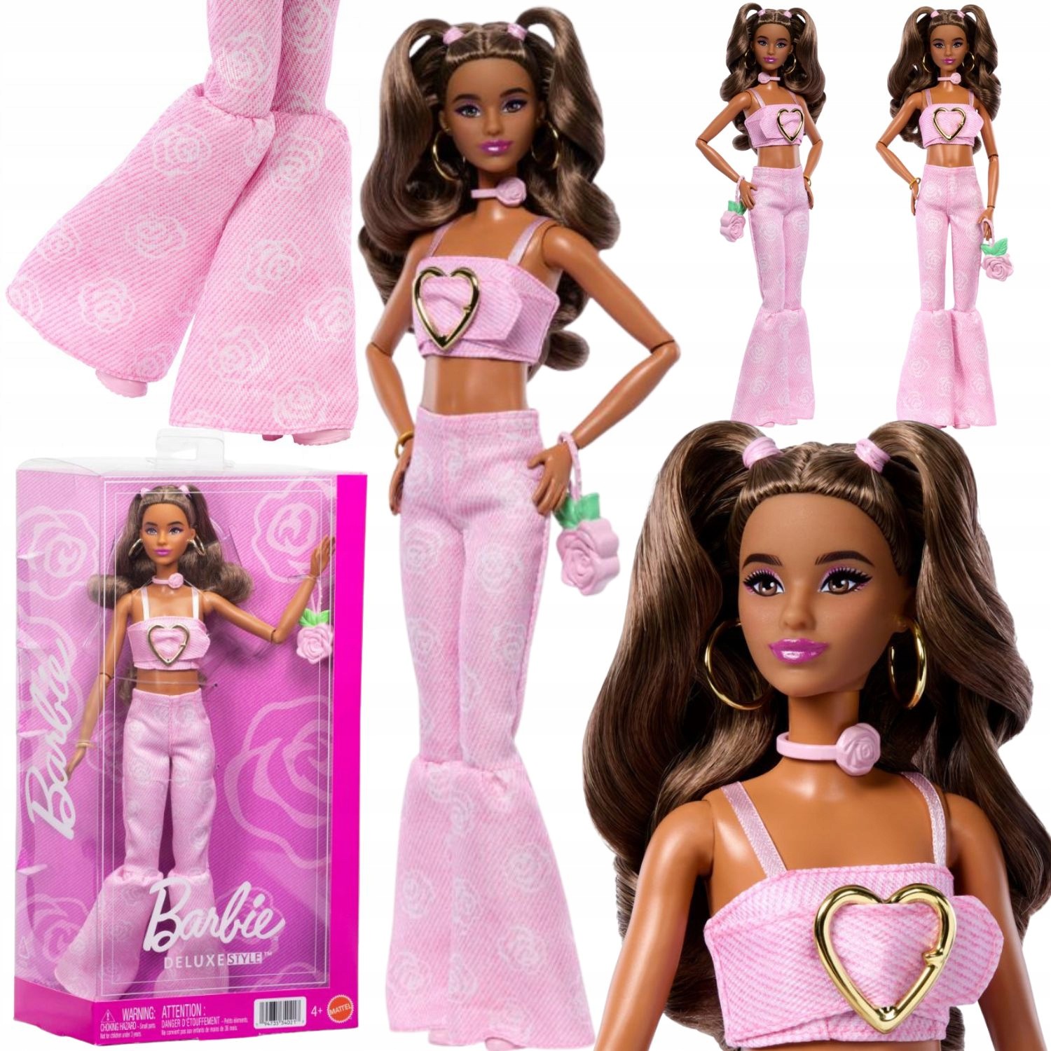 Lalka Barbie Deluxe Style Różowe Ubranie Zestaw W Modnym Stroju Akcesoria
