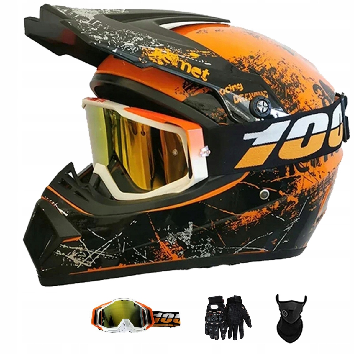 Motocyklová Přilba Lehká Enduro Quada Brýle Rukavice Maska XL