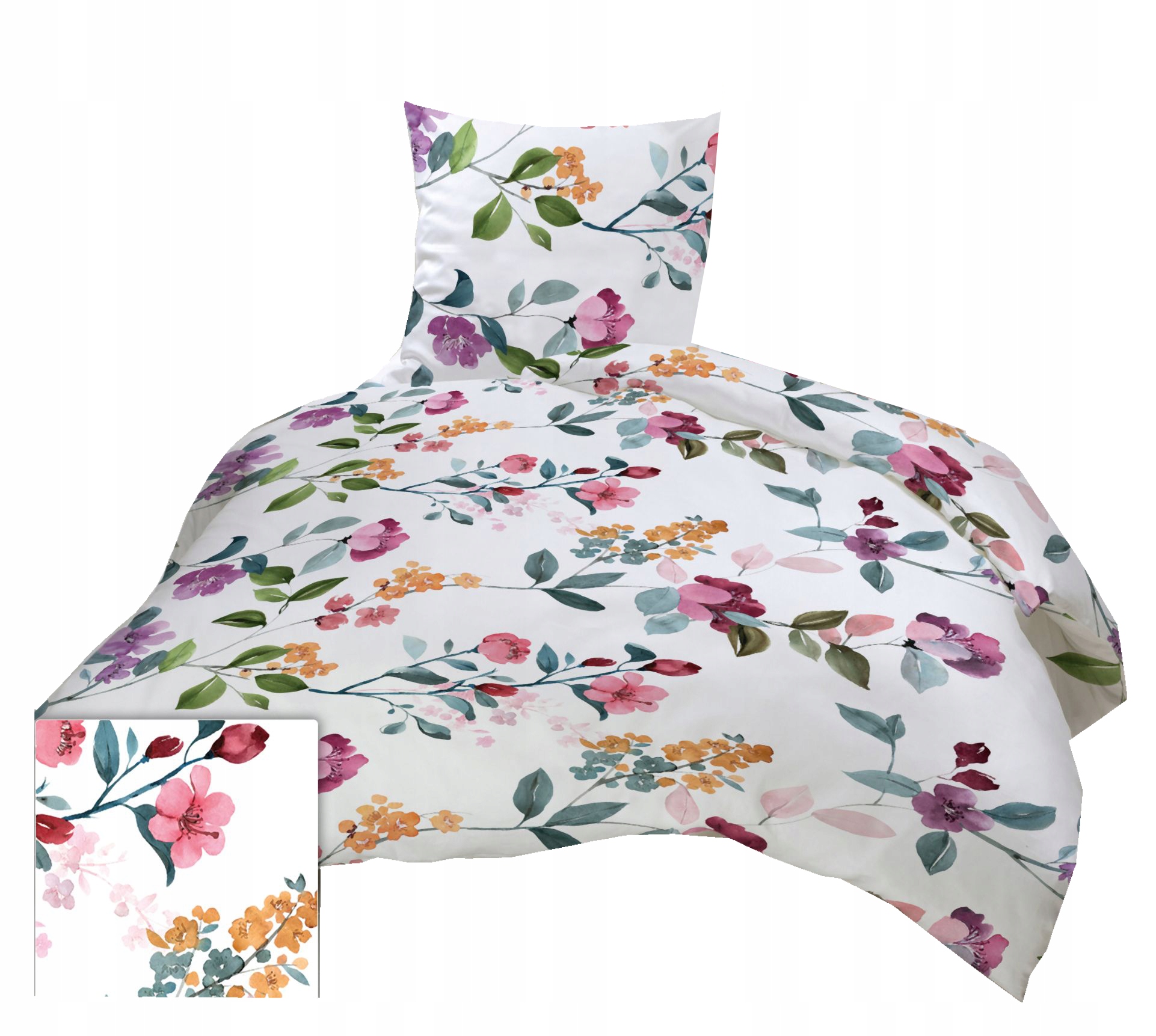 Pościel bawełniana 120x180 50x60 dziecięca kwiaty 021pom