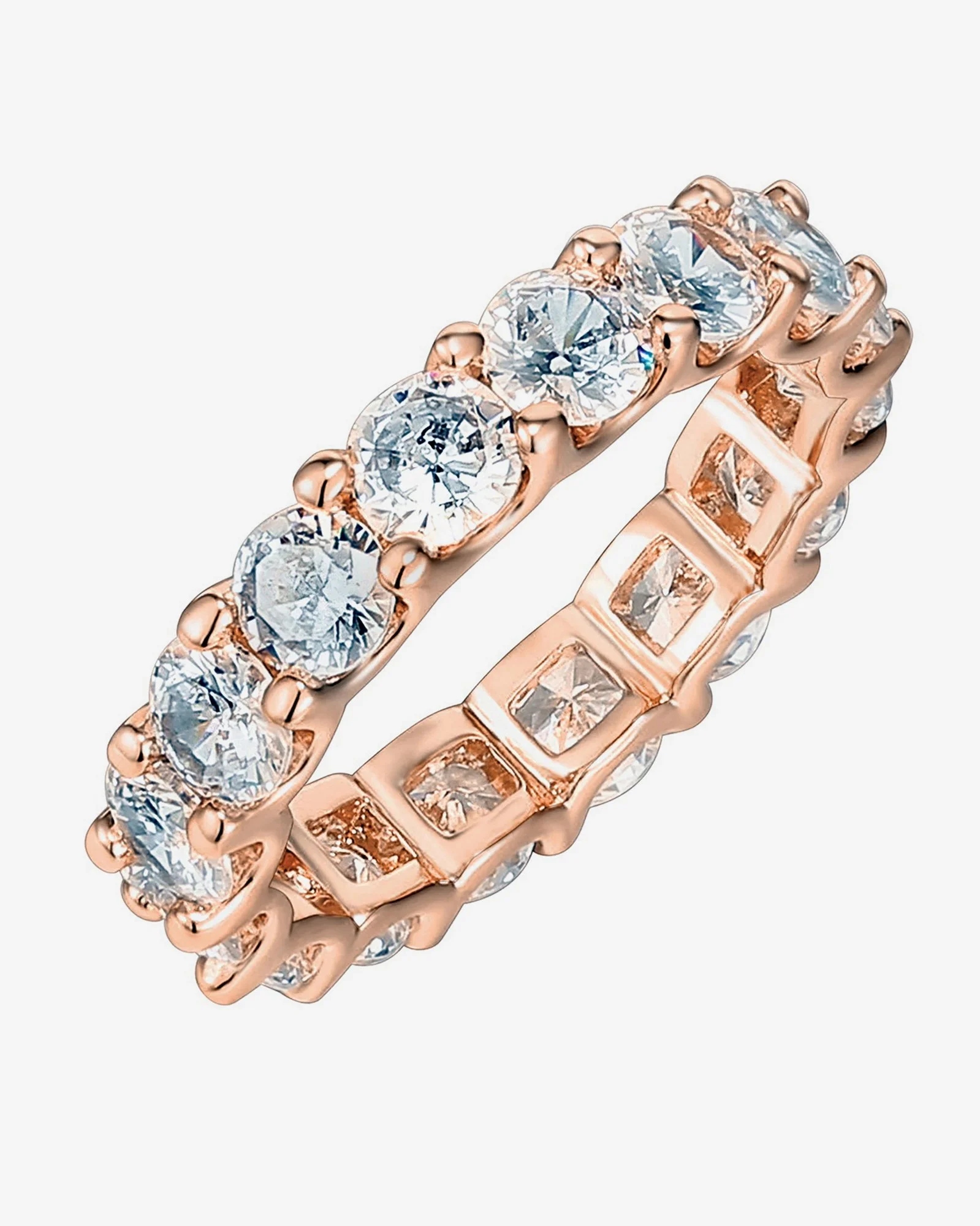 Prstýnek eternity Iris zirkony 925 růžové zlato 6 vel 12 prstenů