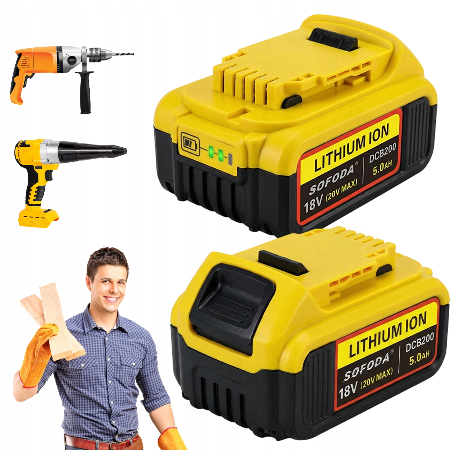 Akumulátor Pro Šroubovák 18V 5000MAH Li-ion 2KS Náhrada Za Dewa Set