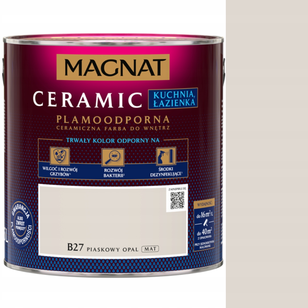 Farba Magnat Ceramic Kuchnia Łazienka 2,5L B27 Piaskowy Opal