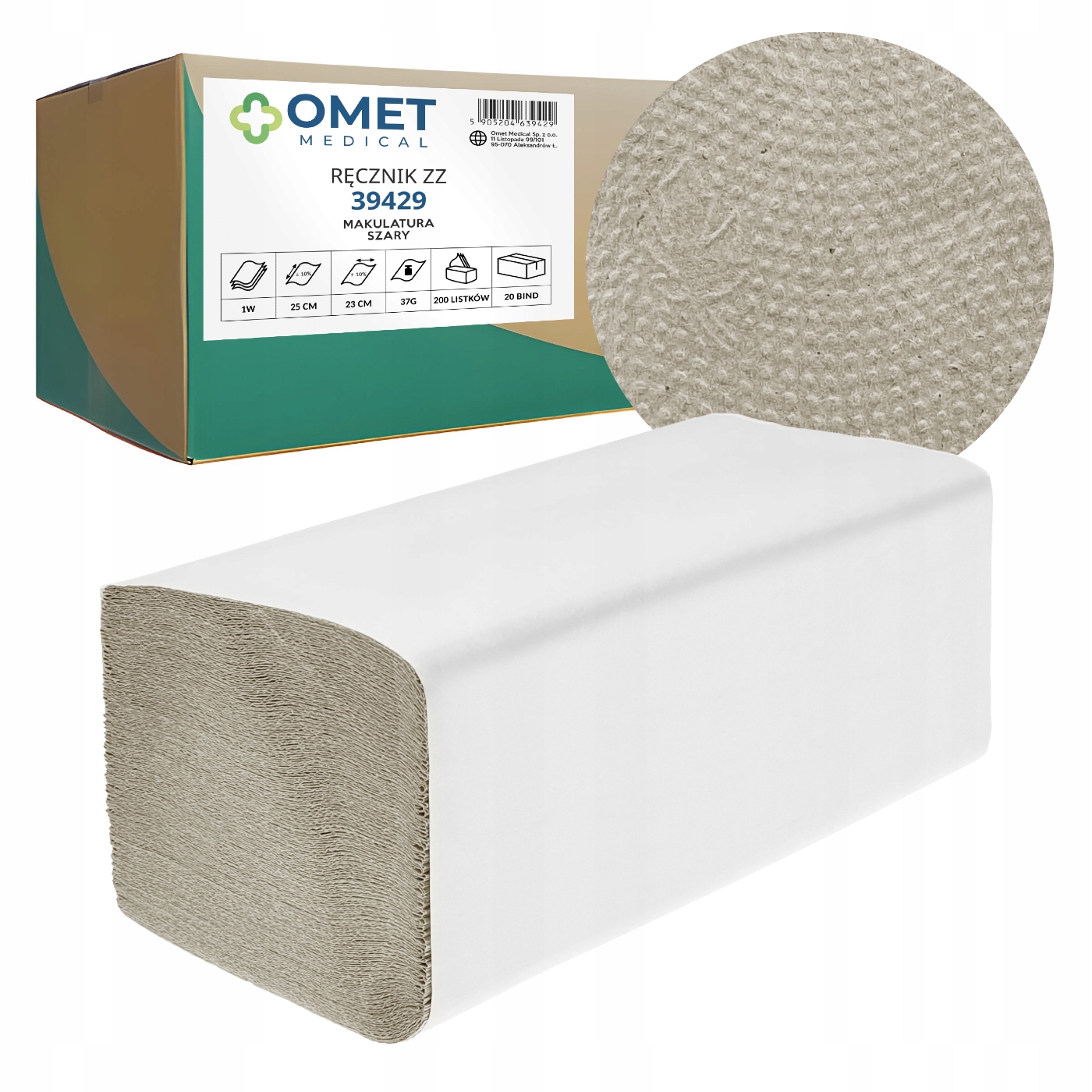 Papírový Ručník Zz V Skladu Makulatura 1W 37G 23x25cm Šedý 4000 listů