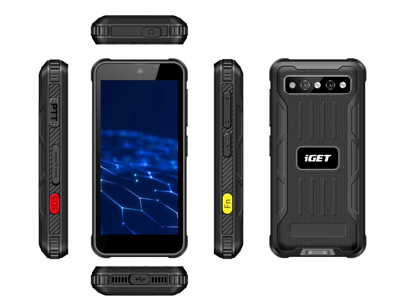 iGET T mini 6 128 Black odolný mobilní telefon