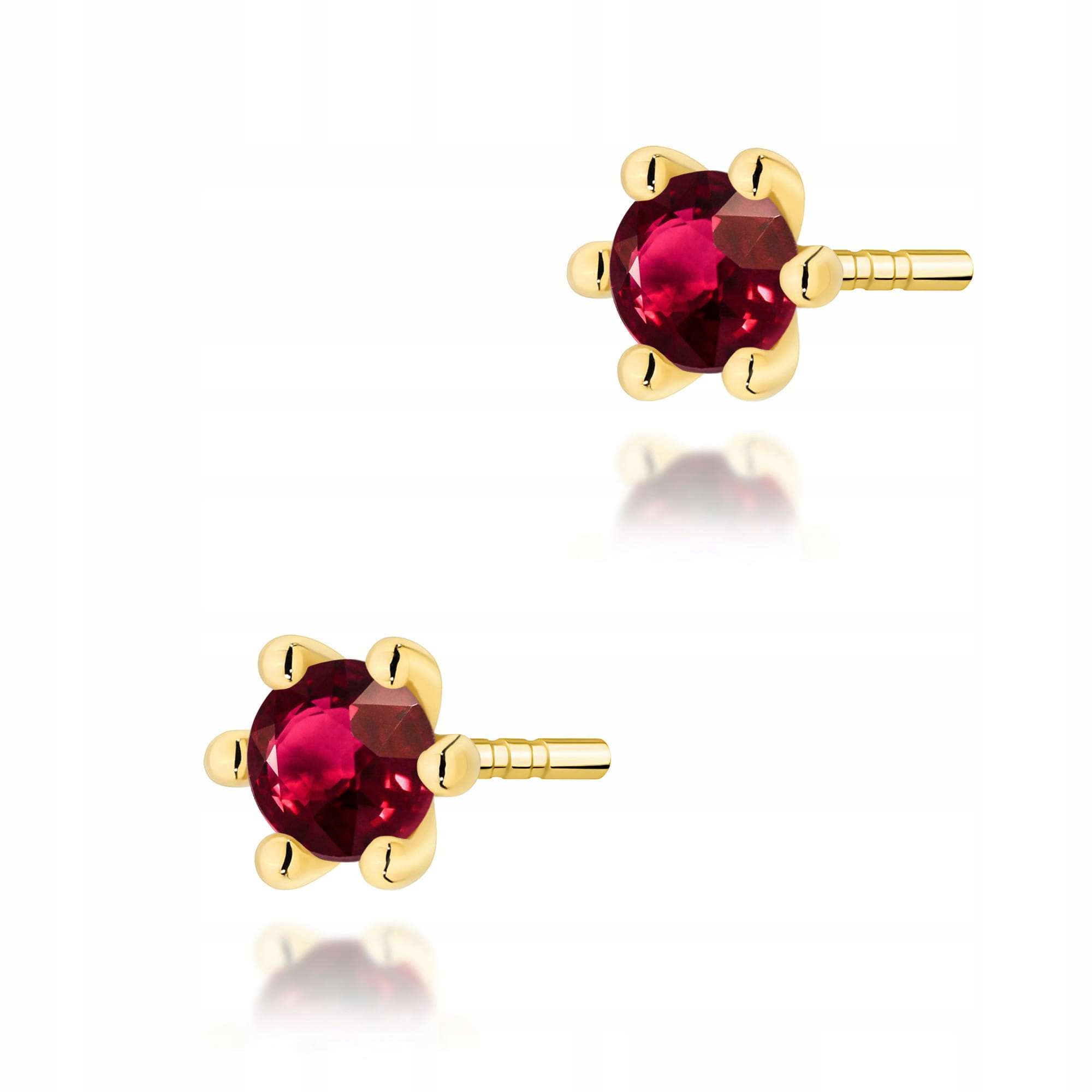 Náušnice ze zlata 585 s očkem rubín 0,15 ct elegantní na puzetku pro ženy