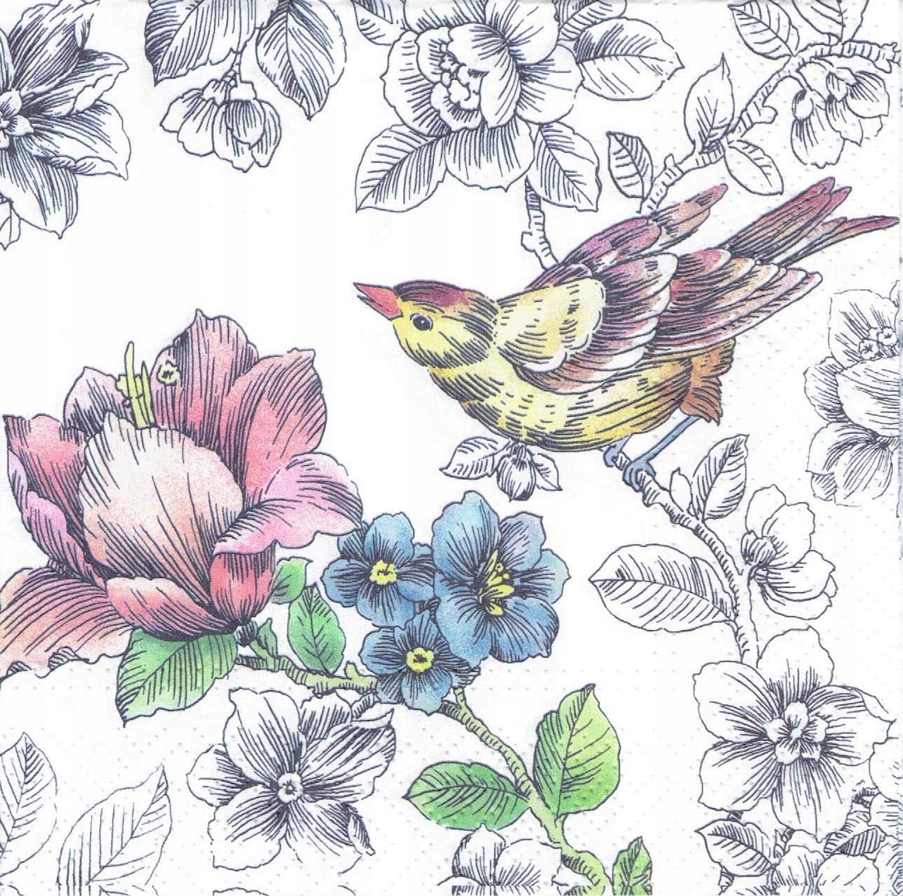 Serwetka decoupage 202 serwetki Ptak kwiaty