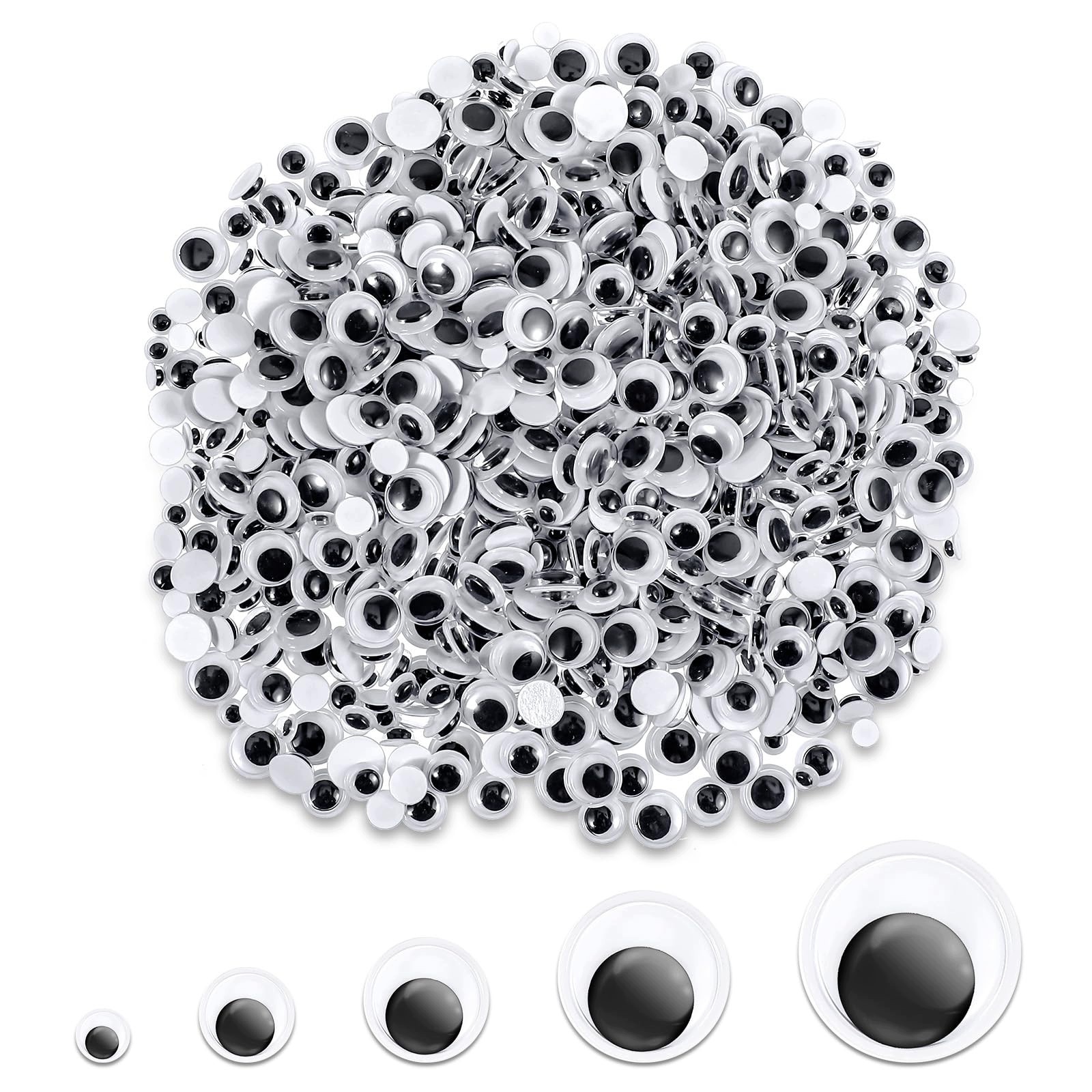Samolepicí Oči Černobílé 1200 Kusů Rozměry 4-12 MM Sada