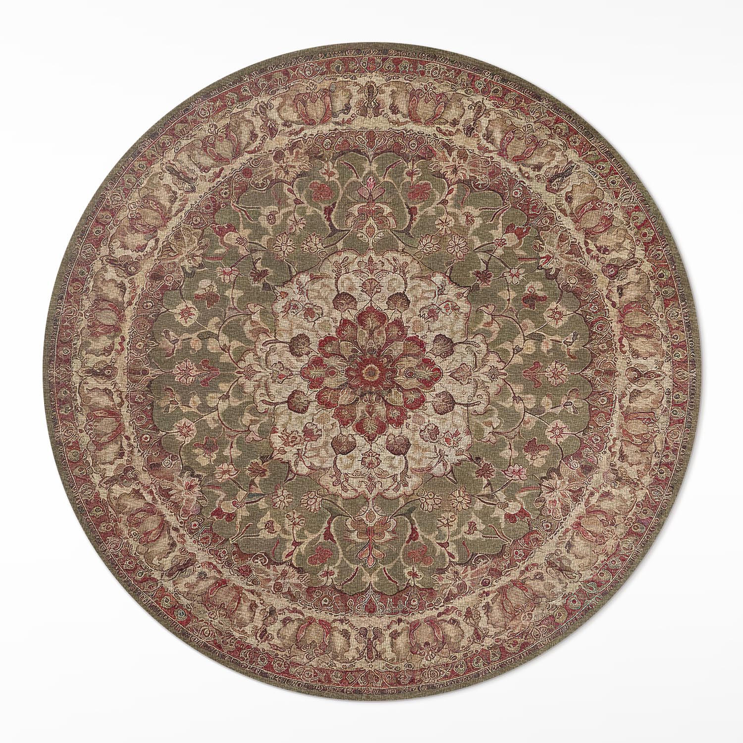 Okrúhly vinylový koberec Salon Zemitá symetria v perzských vzoroch ⌀ 90 cm