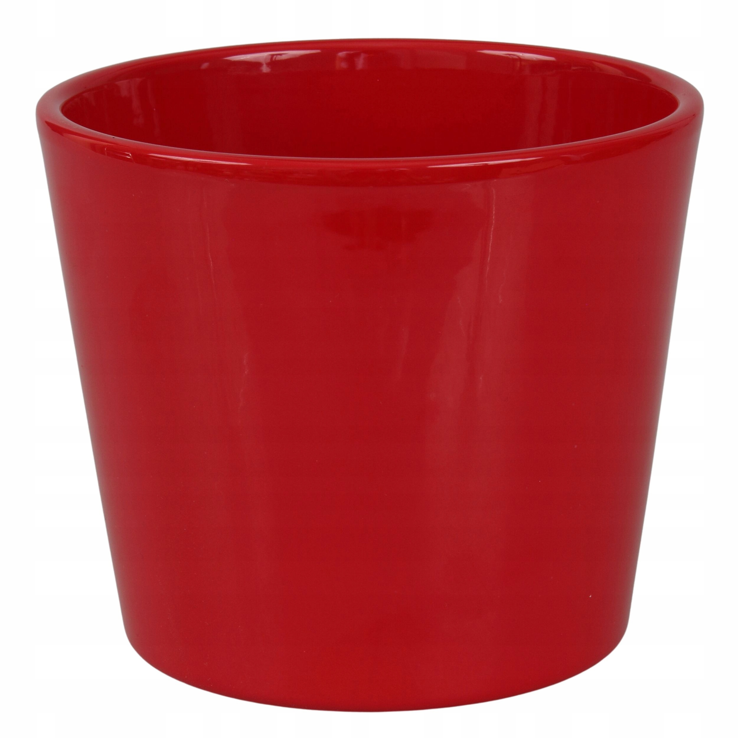 Osłonka Na Doniczkę Donica Ceramiczna Czerwona Gładka Do Domu 24,5x28