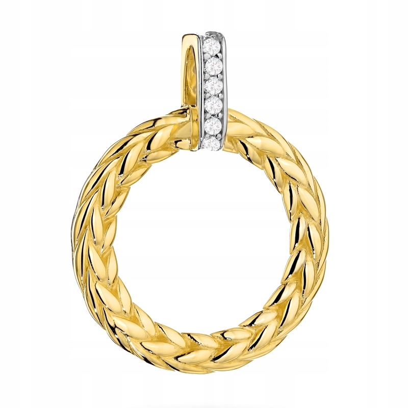 Zlatý Přívěsek Přívěsek pr. 585 Pletené kolo Vzor Jedle a Zirkony 14k