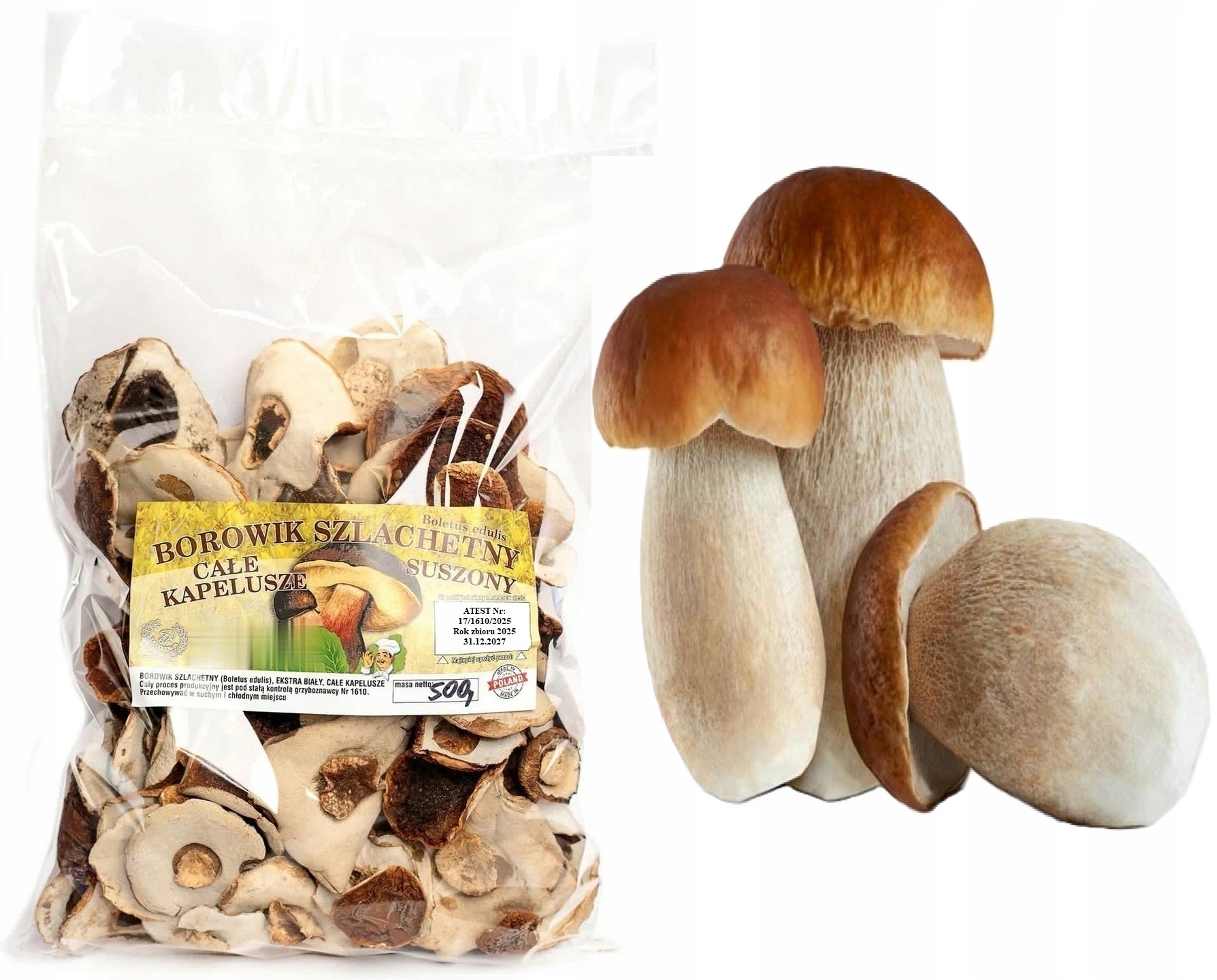 Borowik Extra Bílé Klobouky 500g Nová Sbírka 2025 Pl Atest sušené houby