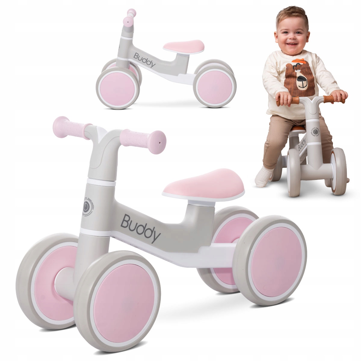 Rowerek Biegowy 2w1 Jeździk dla Dzieci 4 Koła Amortyzacja Lorelli Buddy