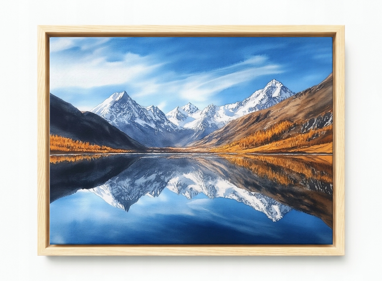 Obraz Rama American Box Krajina Pohled Na Hory Vrcholky Alpy Jezero 60x40