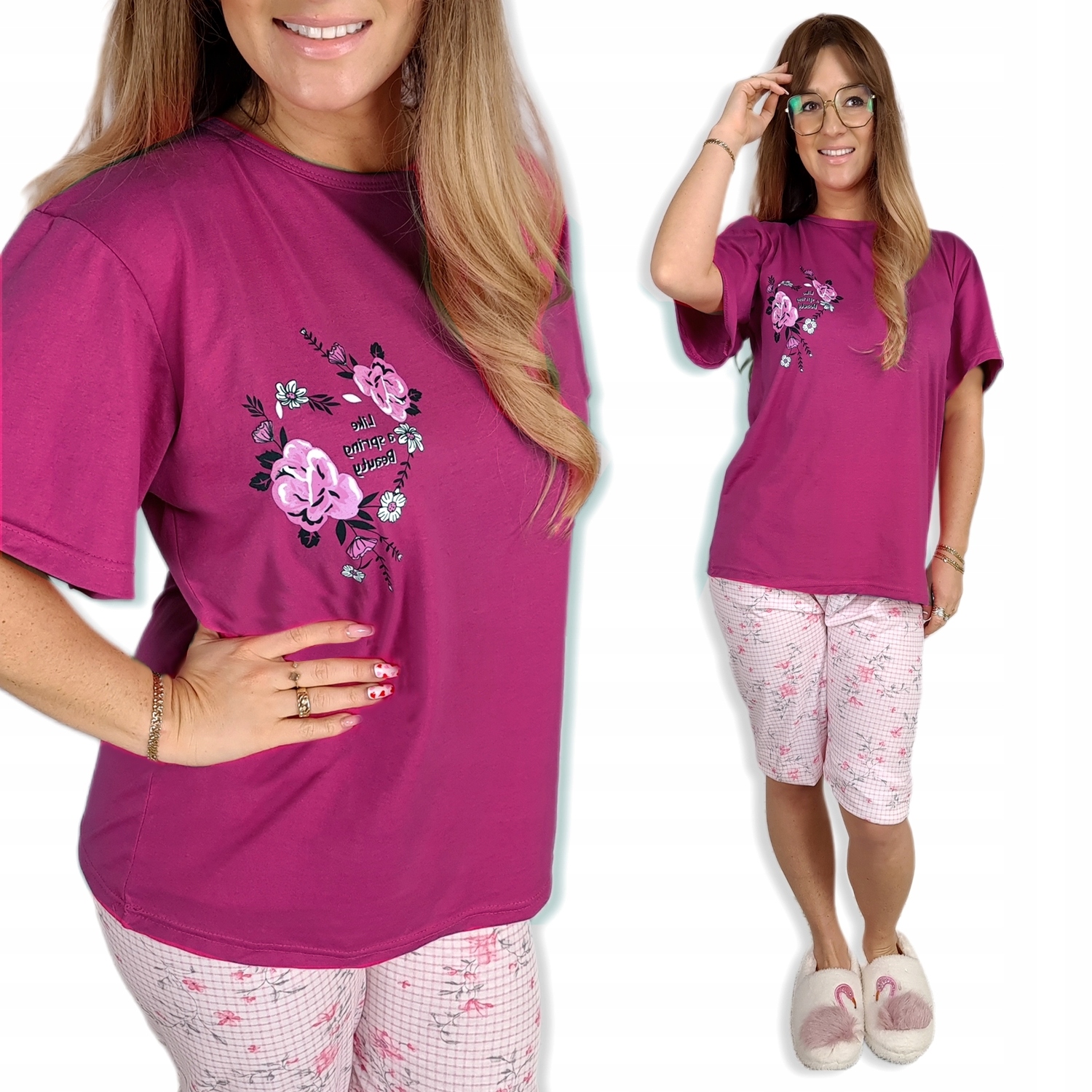 

Damska Piękna Bawełniana Piżama Plus Size 4XL