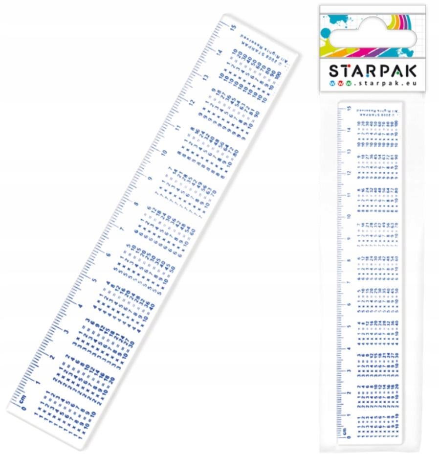 LINIJKA 15CM PLASTIKOWA Z TABLICZKĄ MNOŻENIA