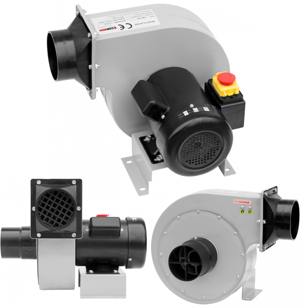 WENTYLATOR ODCIAG WIÓR TROCIN PYŁU 1000 m³/h 0,75 kW Marka Cormak