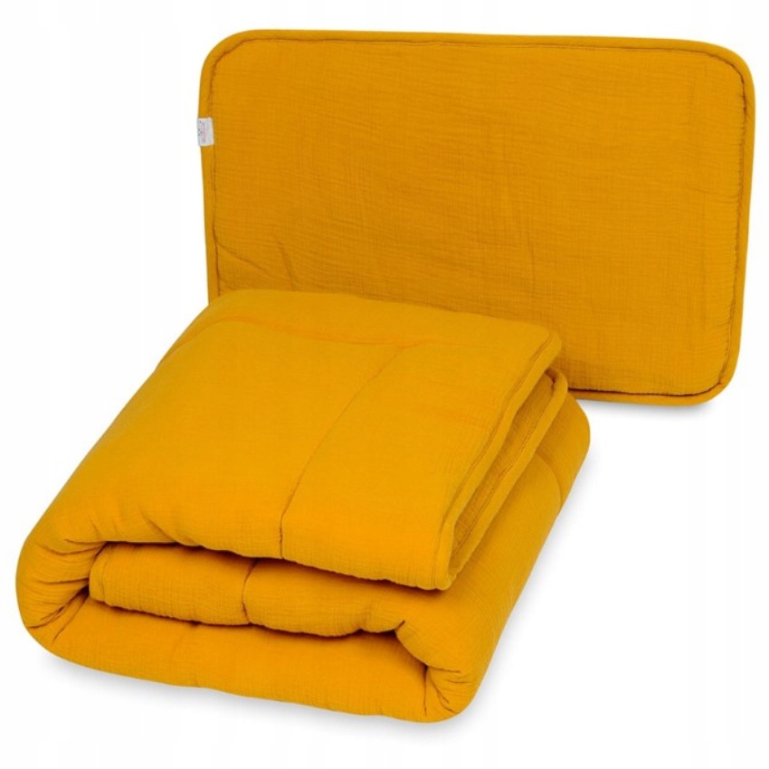 Mušelínová prikrývka a vankúš 135x100+40x60 cm Horčicová Baby Matex