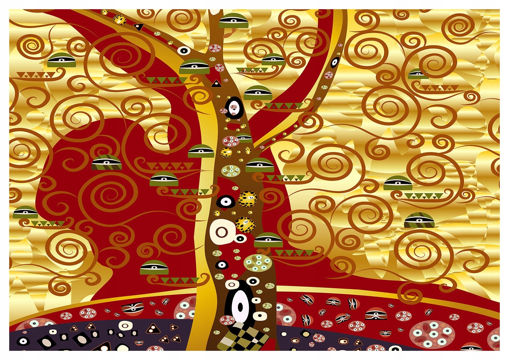 Fototapeta vlies Zlatý strom života Abstrakcia Geometria 416x254 lepidlo