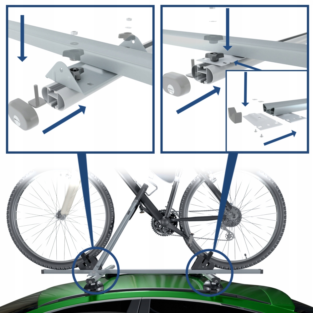 BAGAŻNIK DACHOWY NA ROWER - ALUMINIOWY UCHWYT ROWEROWY NA DACH - AMOS Model Tour