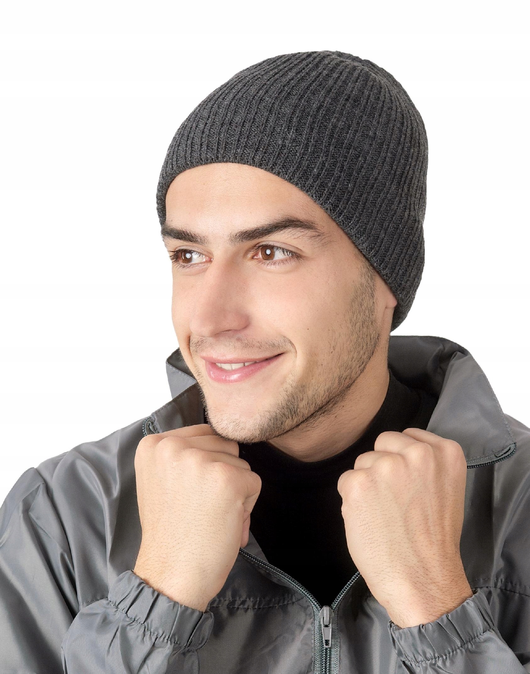 

Dwuwarstwowa Czapka Zimowa Męska Fus grafitowa