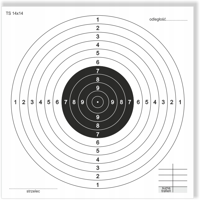 Tarcza strzelecka 50 szt wiatrówka TS14x14