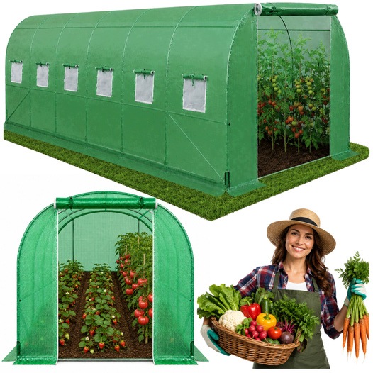 Tunel Ogrodowy Foliowy Szklarnia Na Warzywa Pro Stelaż 25MM 12x3x2M 36M²