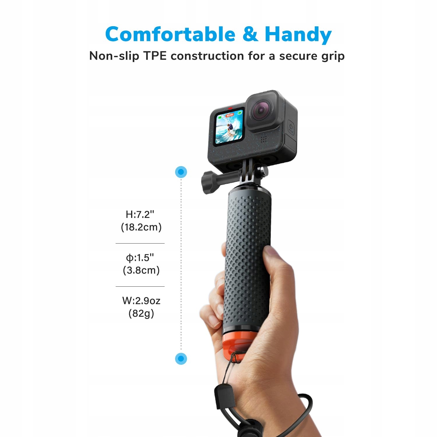 SAMETOP Uchwyt Pływający Do Kamer GoPro Hero DJI Osmo Action Pomarańczowy — miniatura 3