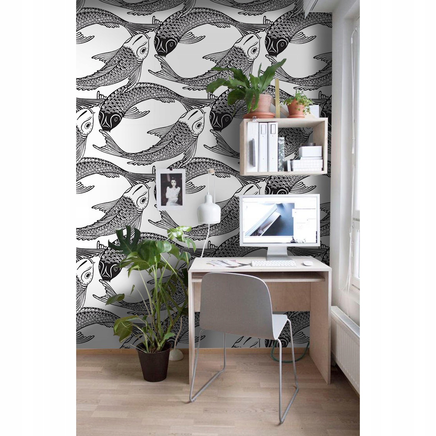 

Fototapeta ścienna Czarno białe ryby koi 250x250cm