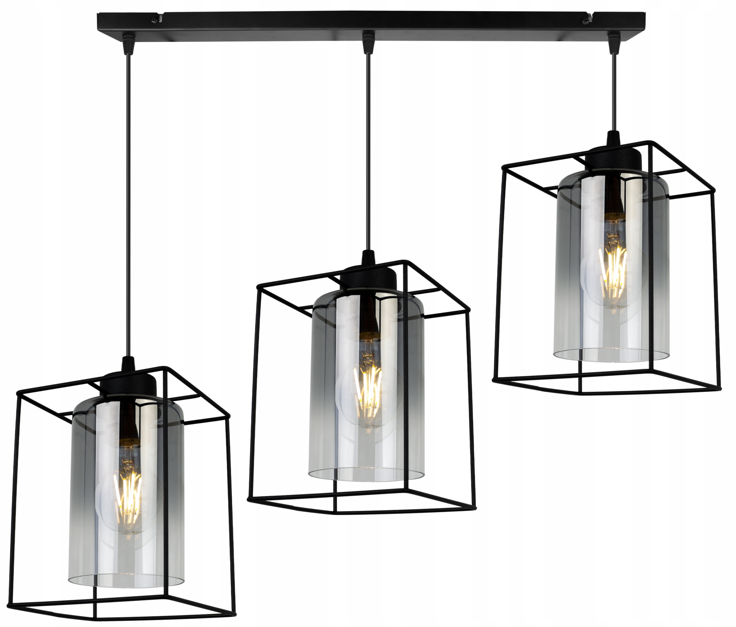 Závěsné Stropní Svítidlo Lustr Černá Trojitá Glamour Loft Skleněná Cage