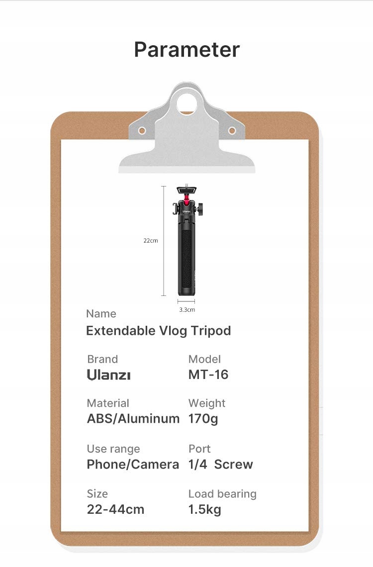 UURIG MT-16 Statyw Rozsuwany 4 Poziomy Mini Statyw 360° Metalowa Głowica — miniatura 7