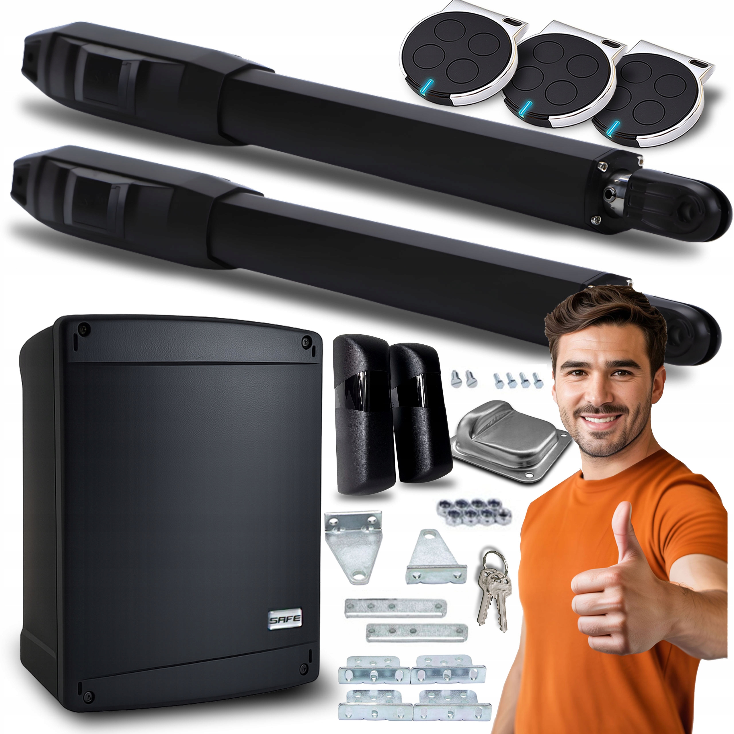 Set Pohon Pro Dvoukřídlovou Bránu 8 m 3 Ovladače Automat 200 Kg pohony