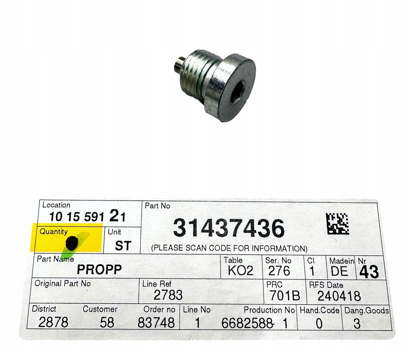 Volvo S60 V60 S90 V90 XC60 XC90 II Hyb zátka mostu zadní nápravy Erad Oe 31437436