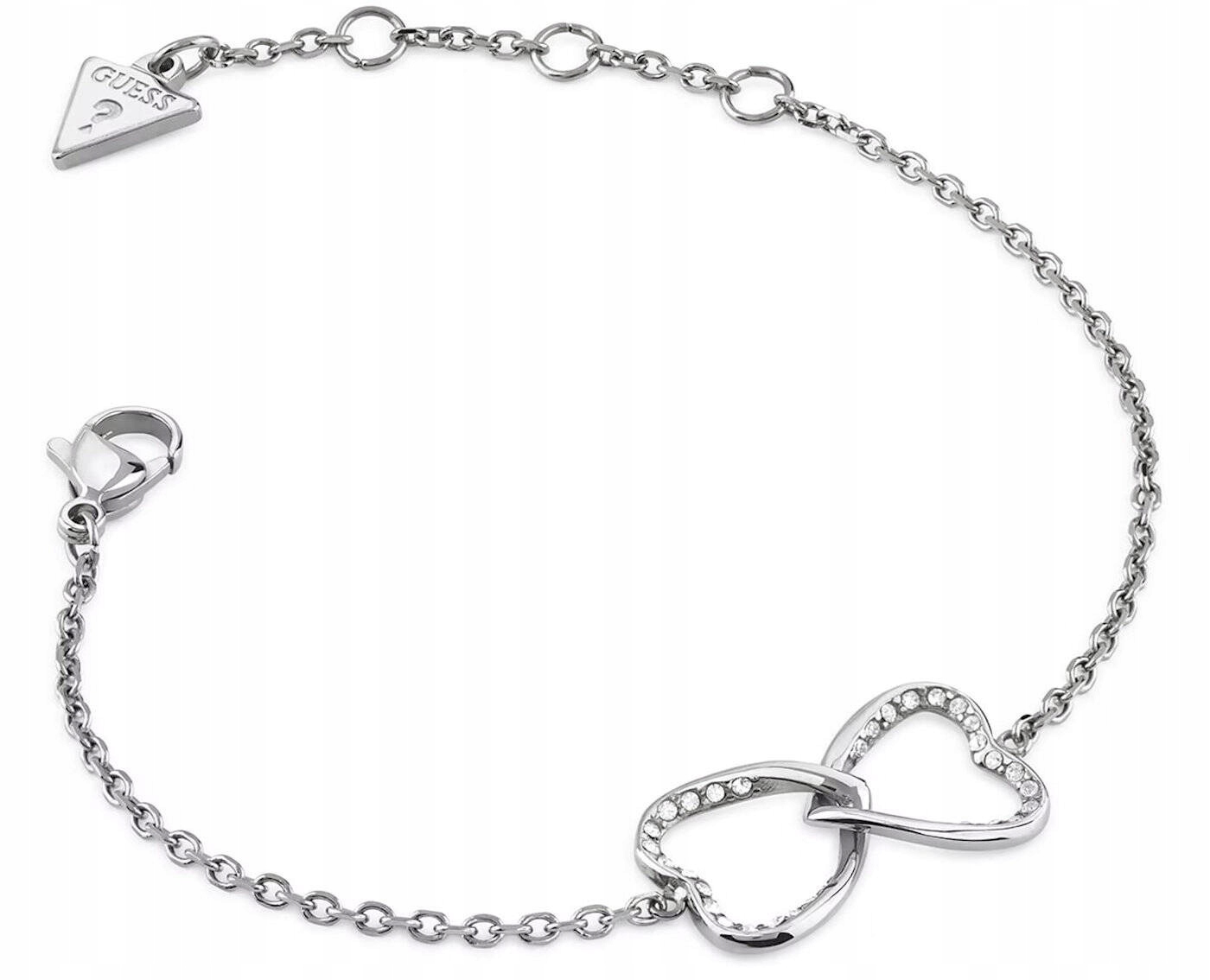 Stříbrný Ocelový Náramek Guess Mon Amour Zirkony Srdce JUBB04618JWRHS