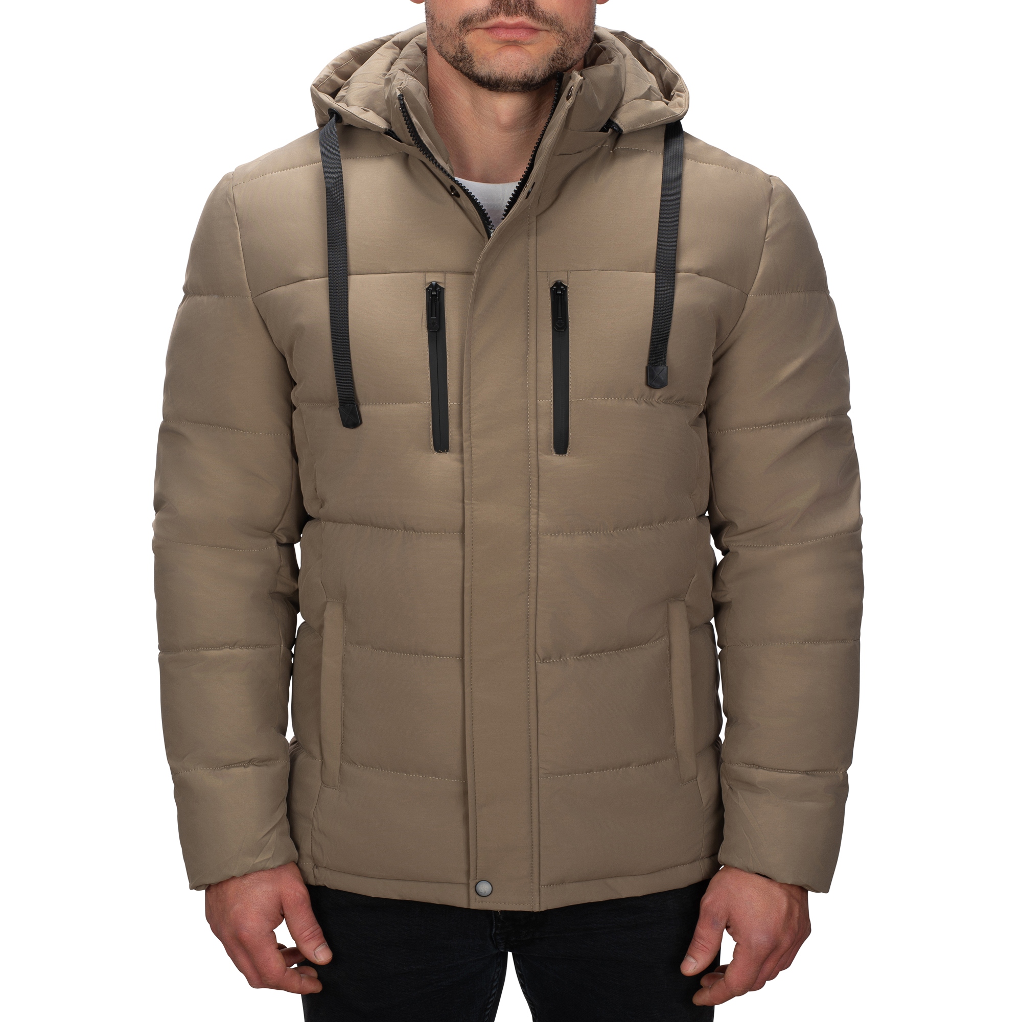 M5027-62 vel. M /50 Klasická Zimní Prošívaná Bunda S Kapucí , Zateplená