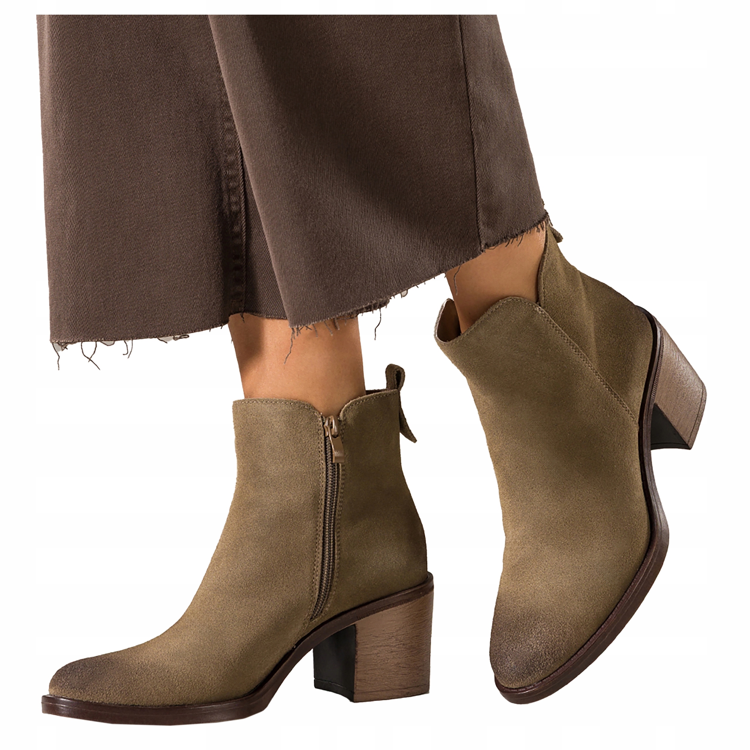 Kotníkové Boty Béžové Kožené Dámské Podpatky Klocek Pohodlné Prošité Svršek vel. 37