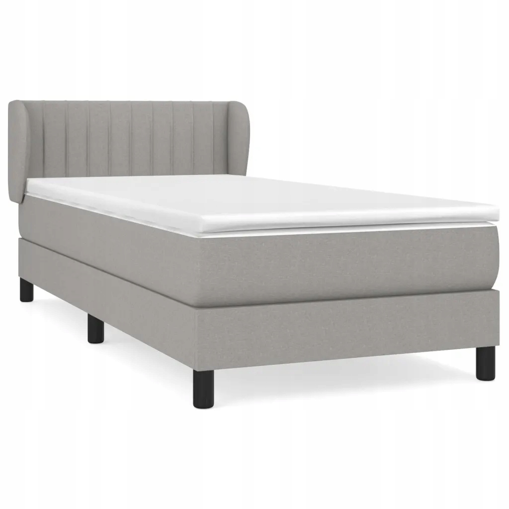 Kontinentální postel světle šedá 203 x 93 x 78/88 cm s matrací 90 x 200 x 2