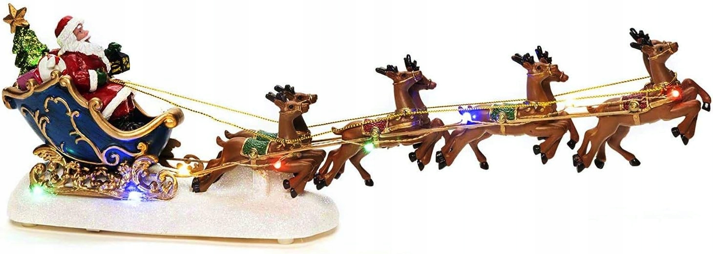 Dekorativní Vánoční Scéna Led Mikuláš V Sáních S So Bem, 35,5 ×14 CM