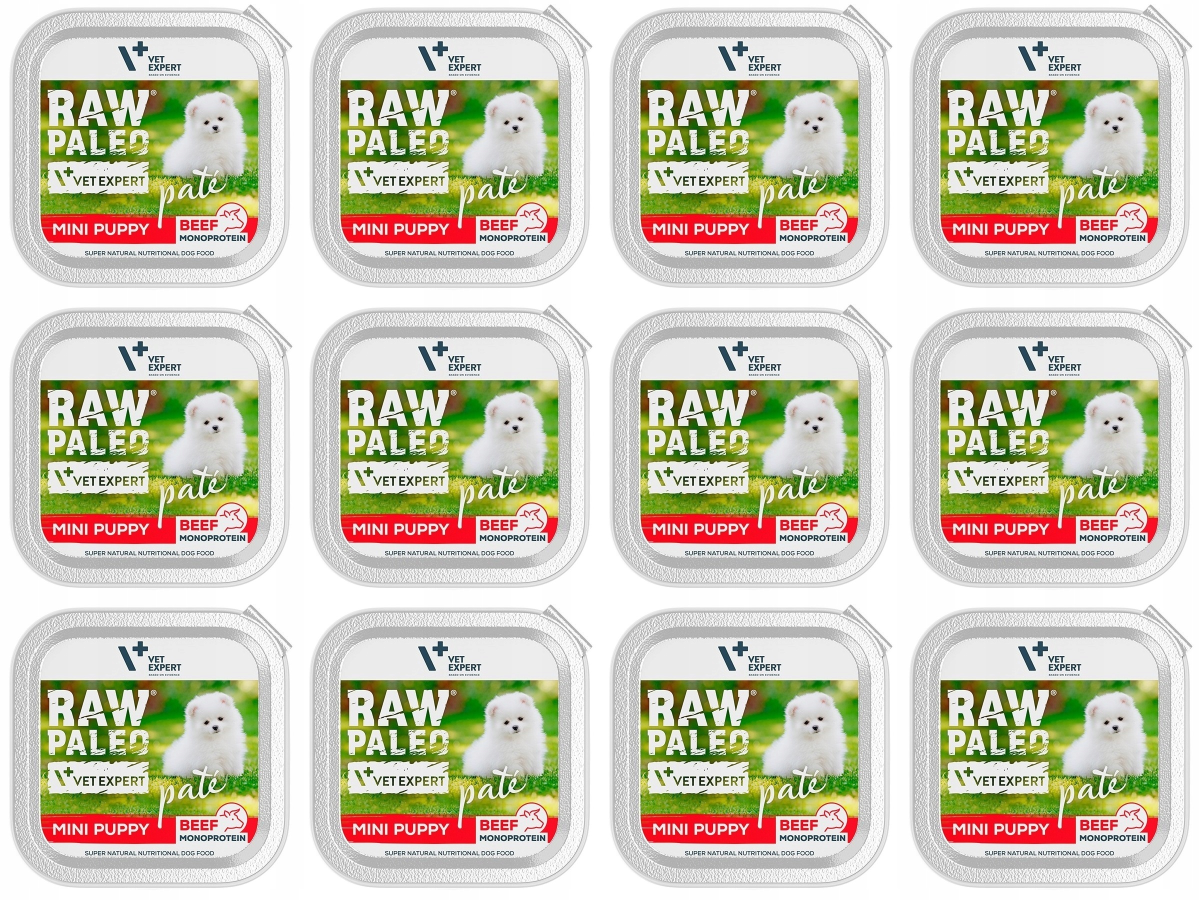 Levně VetExpert Raw Paleo Paštika Mini Puppy Hovězí 12 x 150g