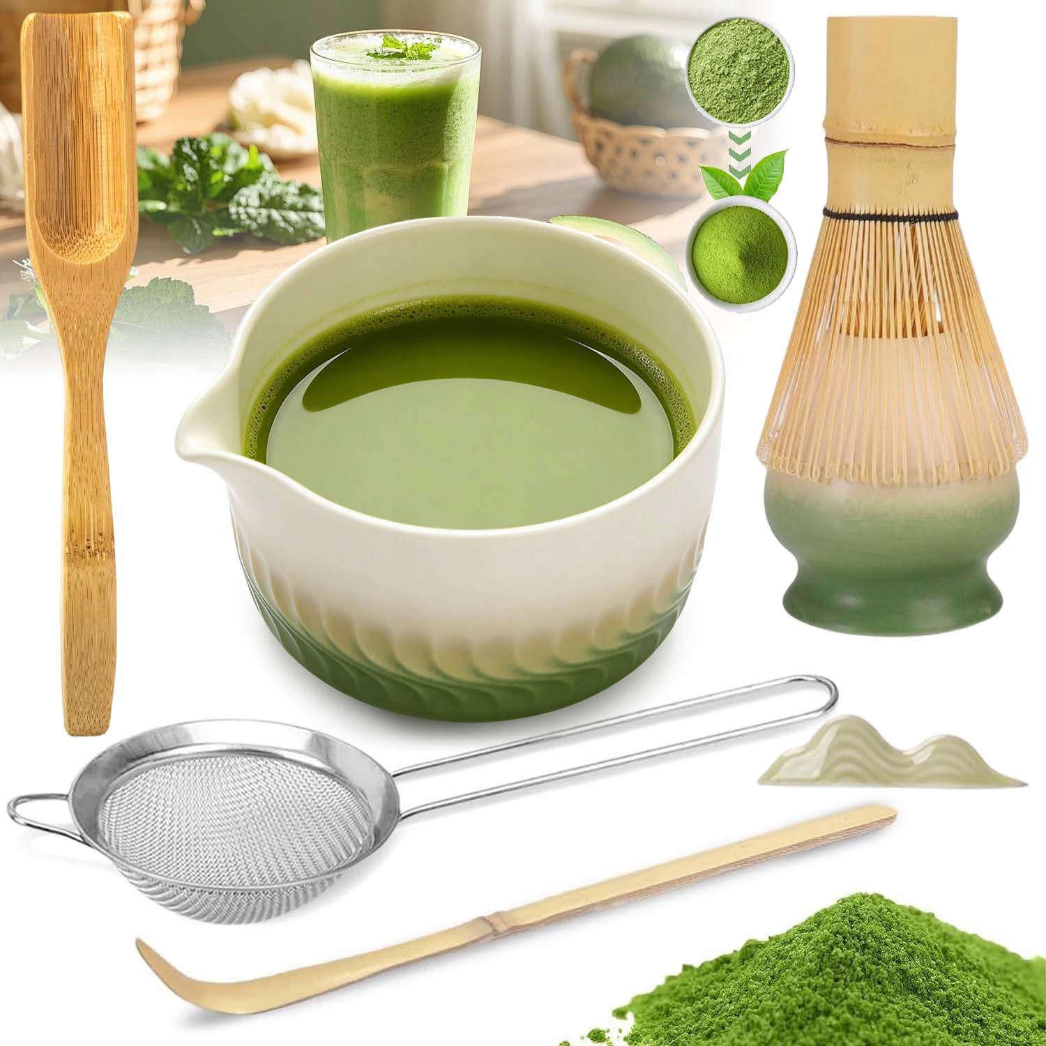 Zestaw Do Herbaty Matcha 7-CZĘŚCIOWY Zestaw, Narzędzia Do Parzenia Herbaty