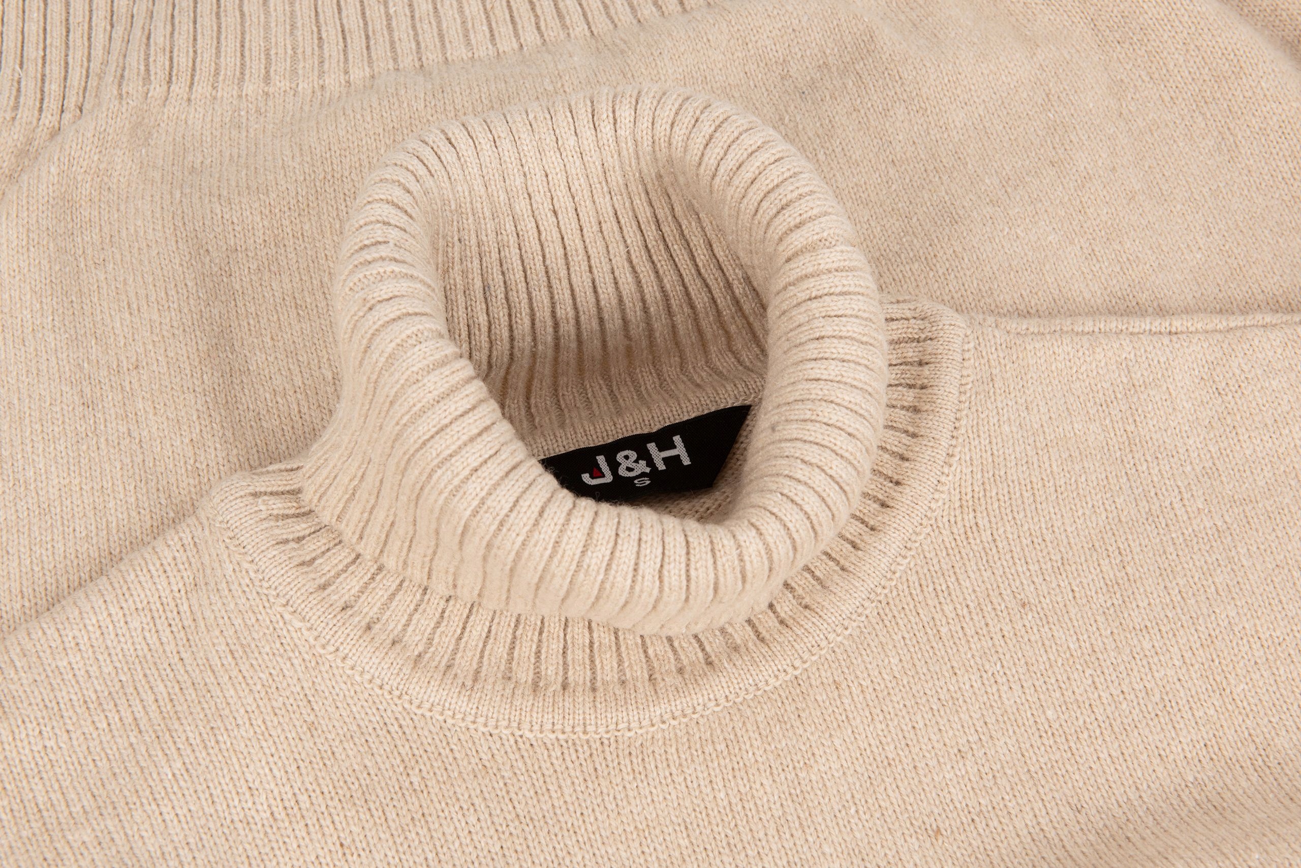 GOLF MĘSKI WEŁNIANY SWETER BEŻOWY! XXL SW637 Dekolt golf