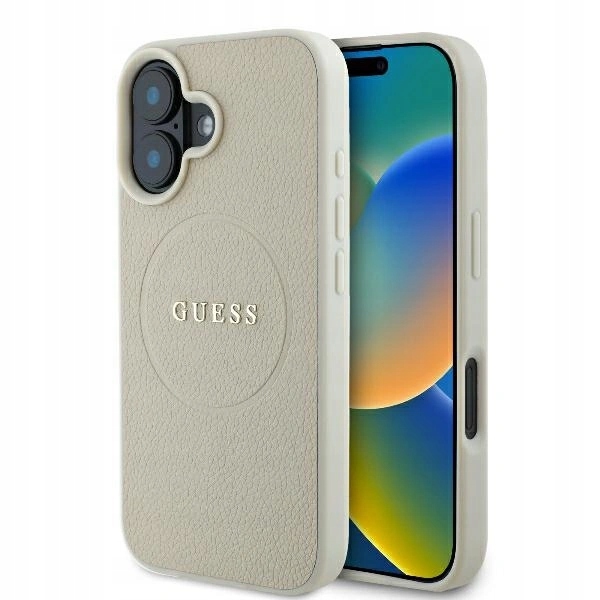Pouzdro Guess GUHMP16SPGHSMME Apple iPhone 16 pevné pouzdro s kroužkem a MagSafe, s texturou