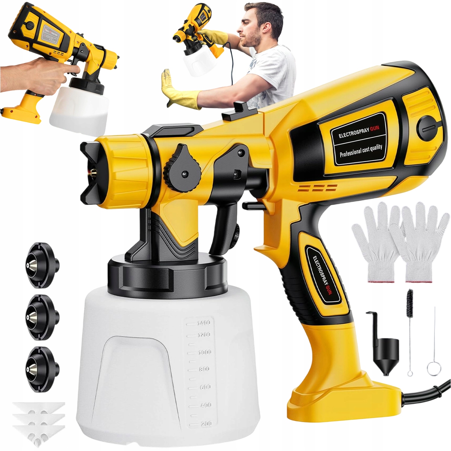 Elektrická Stříkací Pistole Na Malování Stěn 850 W 4 Trysky 1.4 L