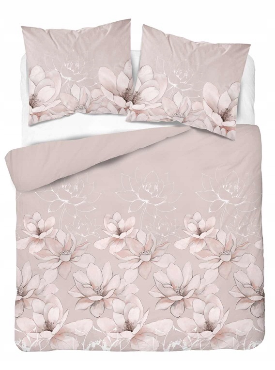 Pościel satynowa 200x220 5802b różowa kwiaty